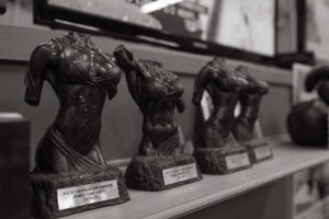 Awards on shelf